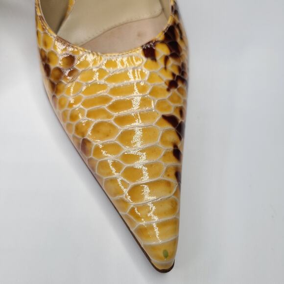 Donald J. Pliner Couture Python Leather Pumps Ankle Wrap Heels Size 7.5 M - Picture 3 of 7